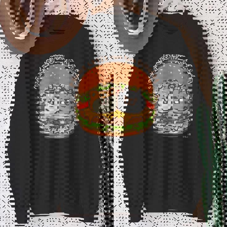 ボンレス犬とボンレス猫 ハンバーガー ダークカラー スウェットシャツ 年配の女性への贈り物