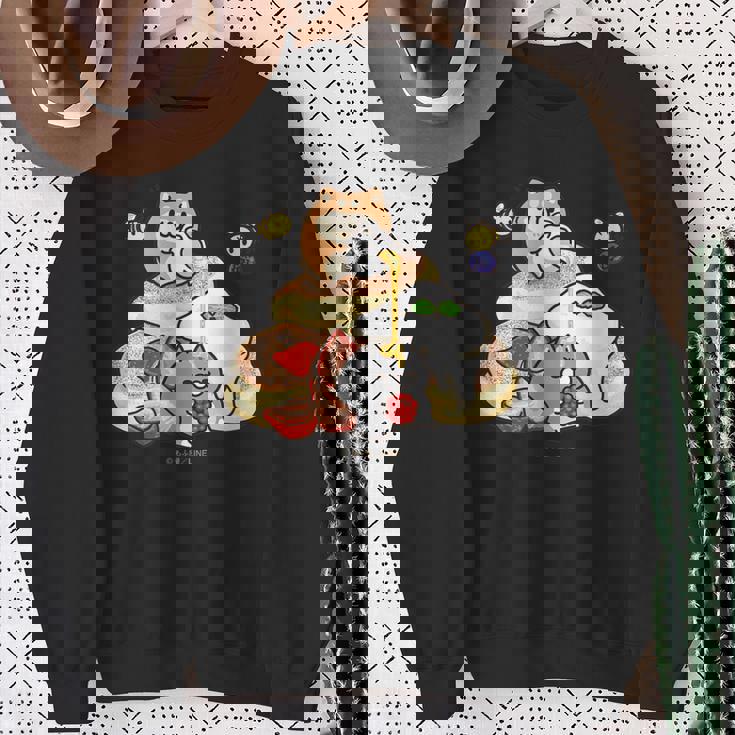 ボンレス犬とボンレス猫 パンケーキ スウェットシャツ 年配の女性への贈り物