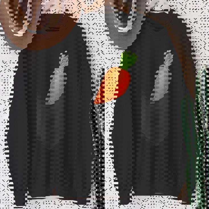 ポケットに入ったニンジン野菜、胸に面白いフルーツニンジン。 スウェットシャツ 年配の女性への贈り物