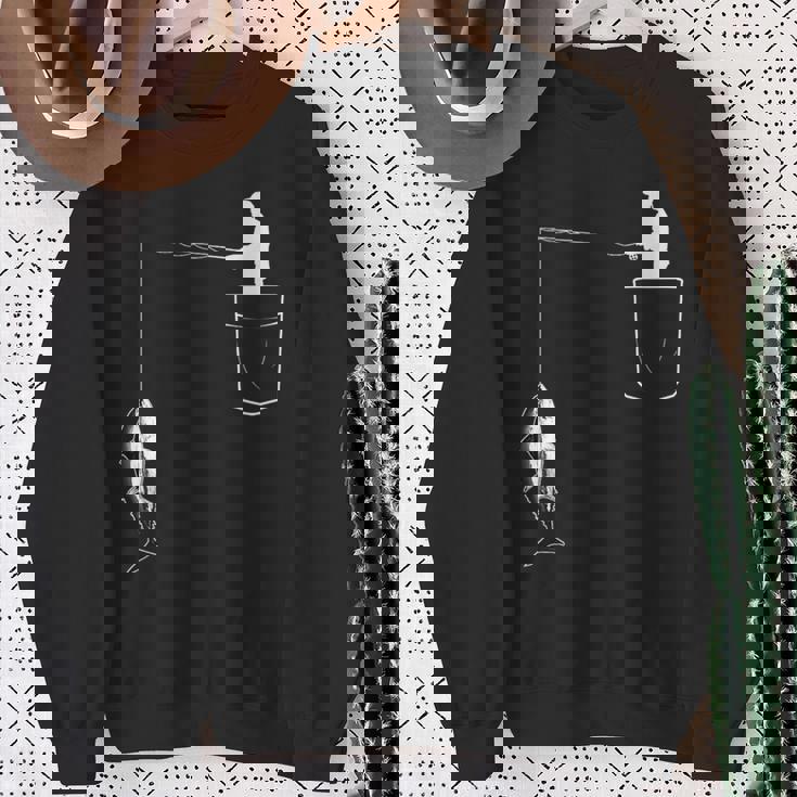 ポケットに入ったマグロ 魚釣り 面白い漁師 スウェットシャツ 年配の女性への贈り物