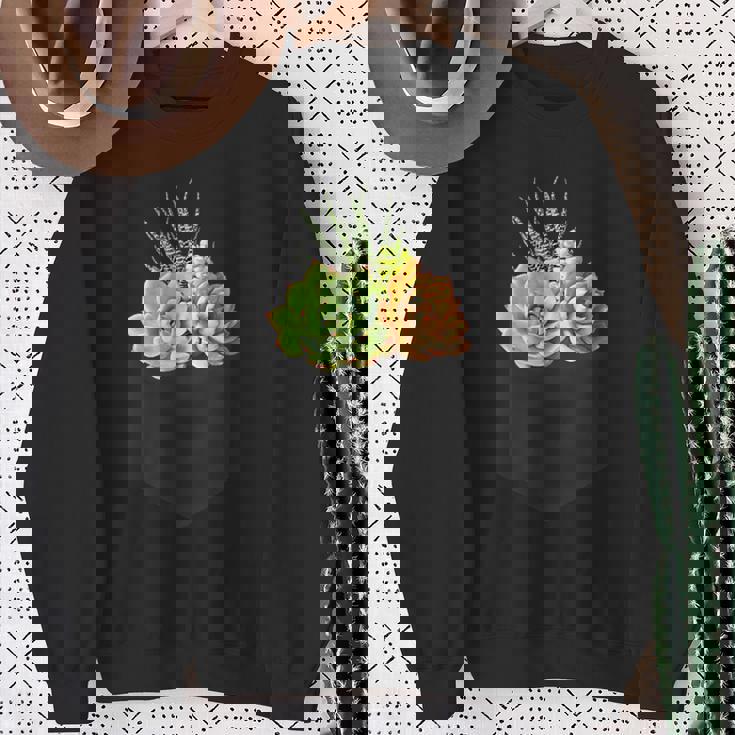 ポケットに入った多肉植物、胸にエケベリアセダム スウェットシャツ 年配の女性への贈り物