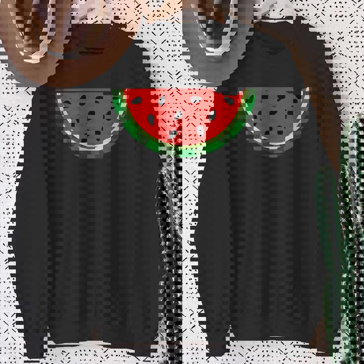 ポケットの中のスイカ かわいいポケットスイカ スウェットシャツ 年配の女性への贈り物