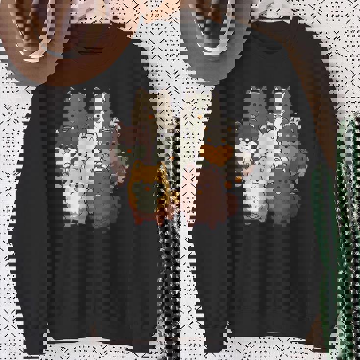 ポメラニアン ドッグ グループ かわいい ペット ブラック ホワイト チョコレート ポンポン スウェットシャツ 年配の女性への贈り物