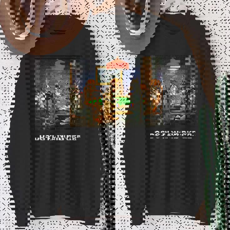 ポーカーをする犬 クラシックアートワーク アートワーク 犬 子犬 スウェットシャツ 年配の女性への贈り物