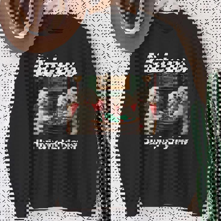 ポーカーをする犬 ビション・フリーゼ ビション・フリーゼの犬種 スウェットシャツ 年配の女性への贈り物