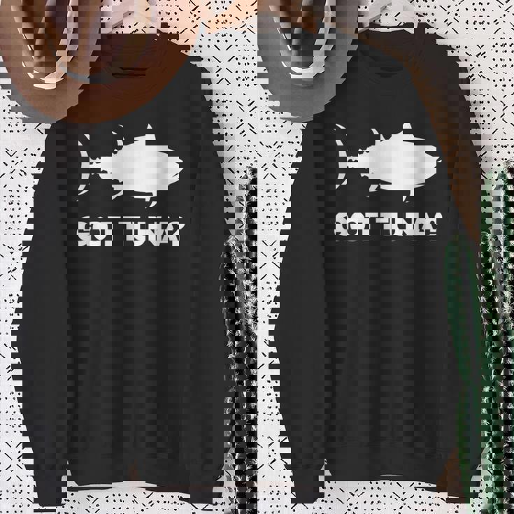 マグロの魚好きのギフト マグロを手に入れた 面白い釣り スウェットシャツ 年配の女性への贈り物