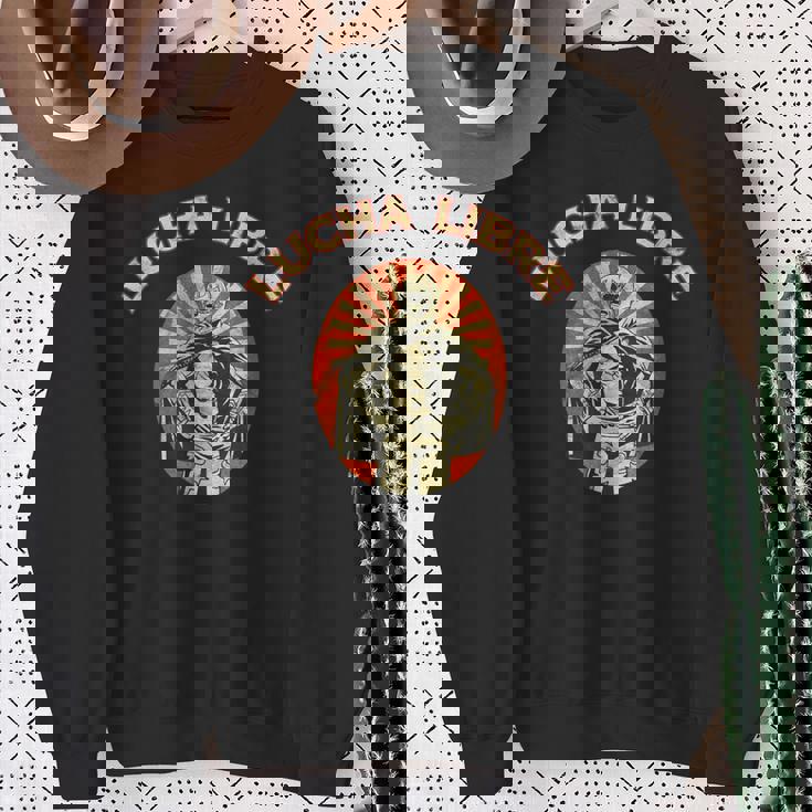 マスクに入ったレスラー ルチャリブレ メキシコレスリング スウェットシャツ 年配の女性への贈り物