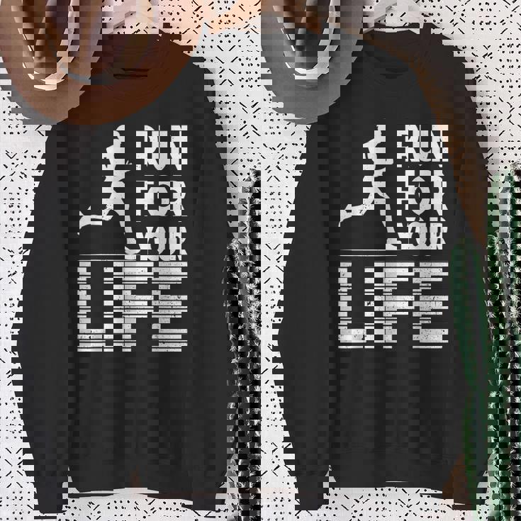 マラソンランナー Run For Your Life ランニング スウェットシャツ 年配の女性への贈り物