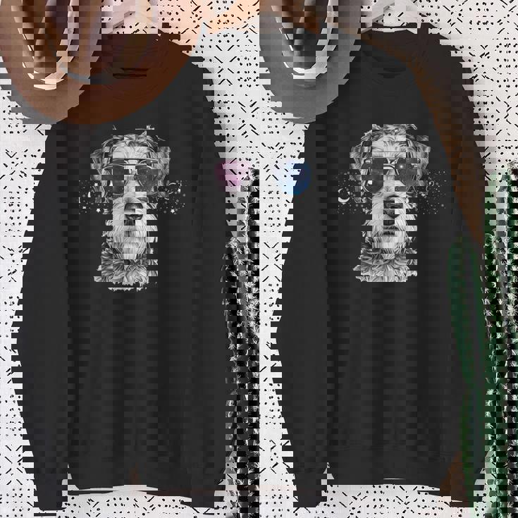 ミニチュア シュナウザー 銀河 サングラス 宇宙 犬好き スウェットシャツ 年配の女性への贈り物