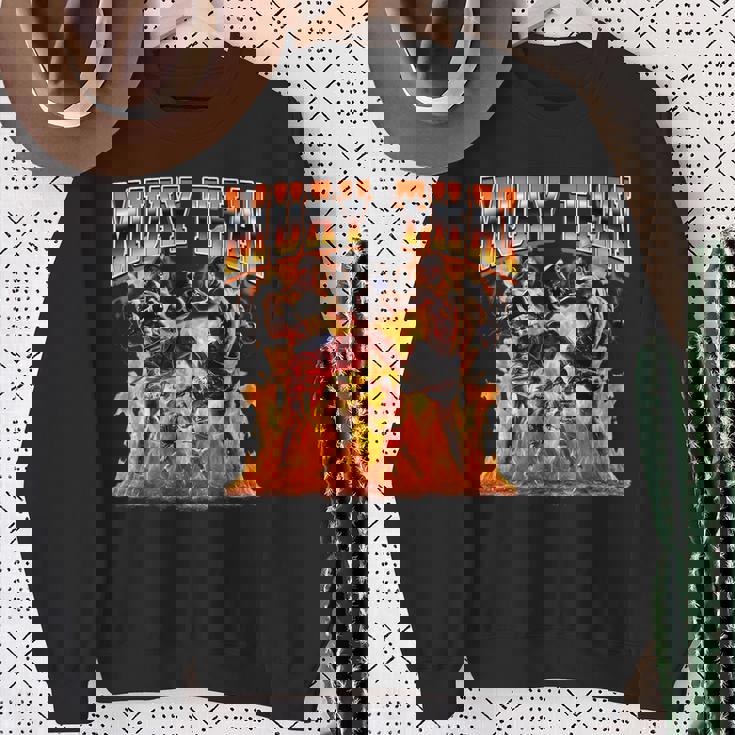 ムエタイタイボクシングフレーム90年代ブーツレッグスタイル スウェットシャツ 年配の女性への贈り物