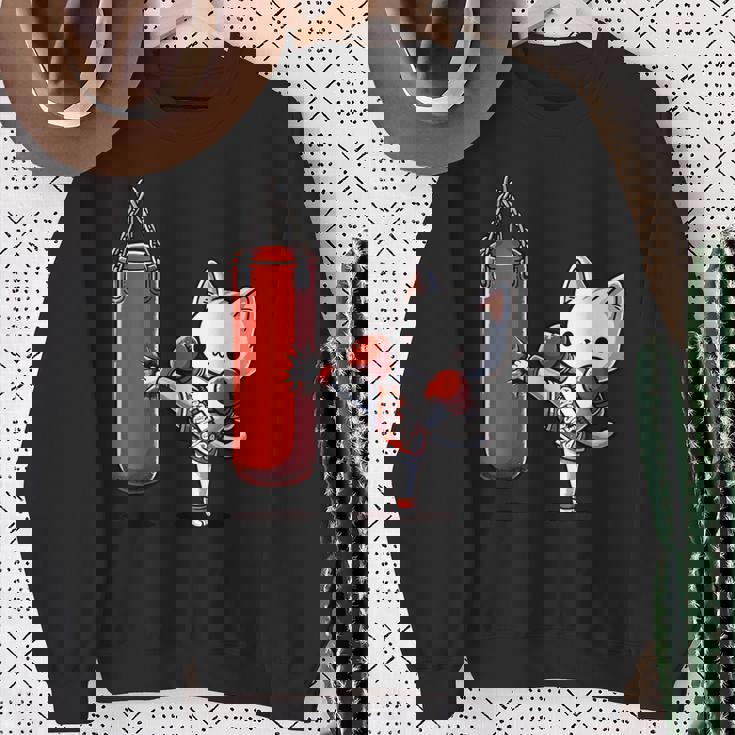 ムエタイ猫、キックボクシング スウェットシャツ 年配の女性への贈り物