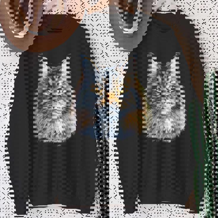 メインクーン 猫の肖像画 スウェットシャツ 年配の女性への贈り物