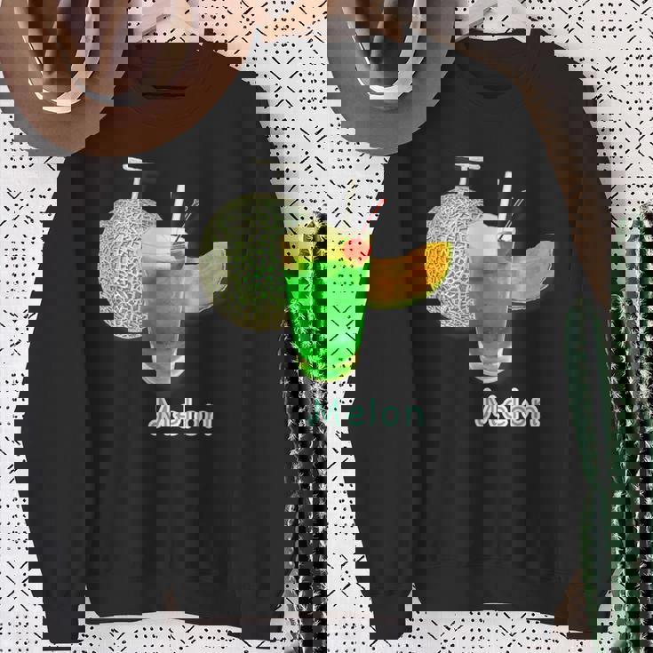 メロン 3 Melon メロンソーダ クリームソーダ カット 『デリシャス フルーツ』果物 リアル 面白い イラスト スウェットシャツ 年配の女性への贈り物