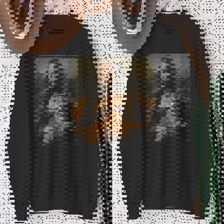 モナリザ 犬と一緒に 面白い 柴犬 アート 絵画 スウェットシャツ 年配の女性への贈り物