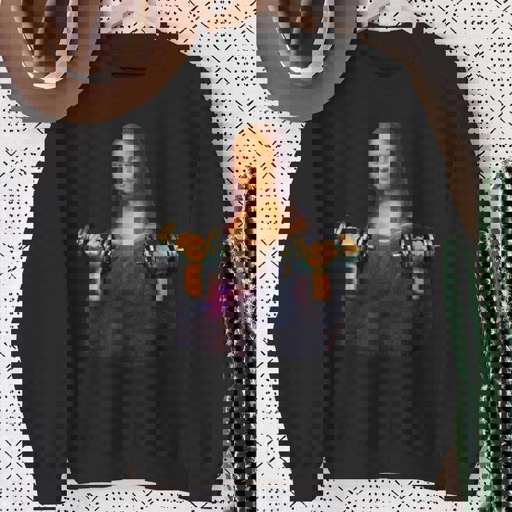 モナリザ 面白いtシャツ ジム 筋トレ 絵画 美術 メンズ おもしろ 面白い 服 おもしろグッズ ネタ スウェットシャツ 年配の女性への贈り物