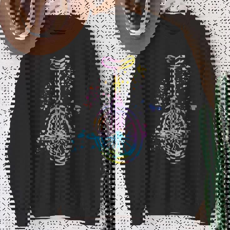 ユニサイクリスト 一輪車 ユニサイクリスト ユニサイクリスト カラースプラッシュ 一輪車 スウェットシャツ 年配の女性への贈り物