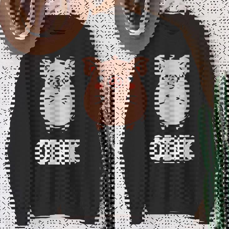 ユーモア豚 ミニマリスト かわいい 面白い豚 長袖tシャツ スウェットシャツ 年配の女性への贈り物