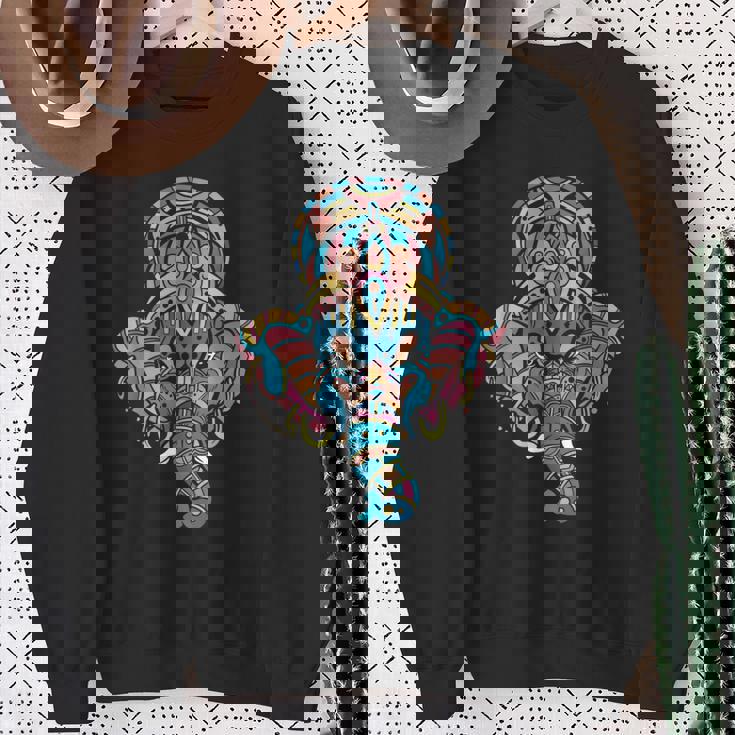 ヨガスピリチュアルヒンドゥー教象神ガネーシャ瞑想 スウェットシャツ 年配の女性への贈り物