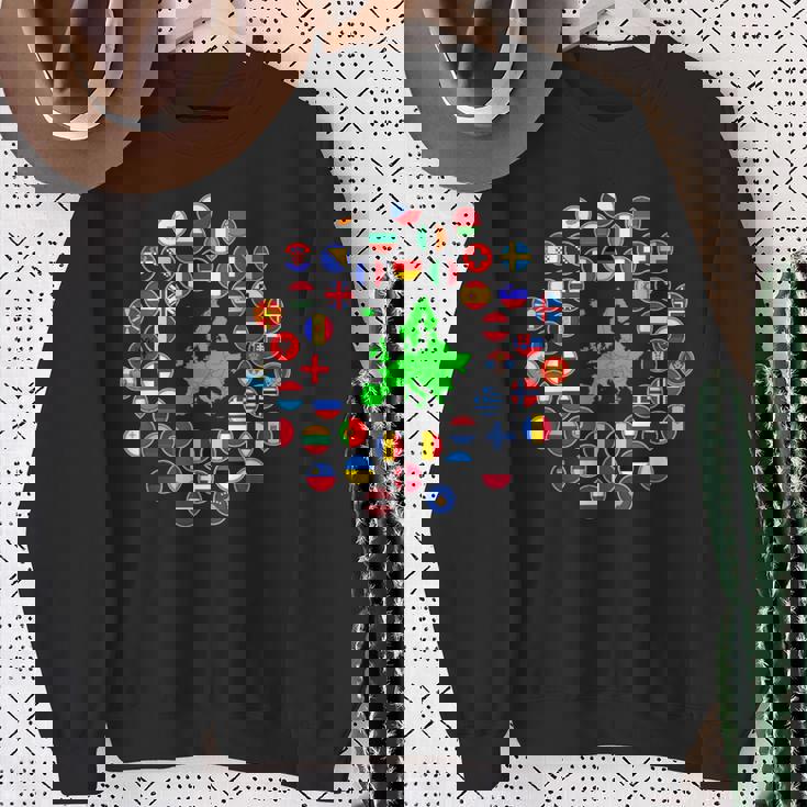 ヨーロッパ、ヨーロッパの旗、欧州連合の旗、ヨーロッパ地図。 スウェットシャツ 年配の女性への贈り物