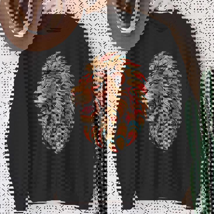 ライオン インディアン 部族 アート ネイティブアメリカン スウェットシャツ 年配の女性への贈り物