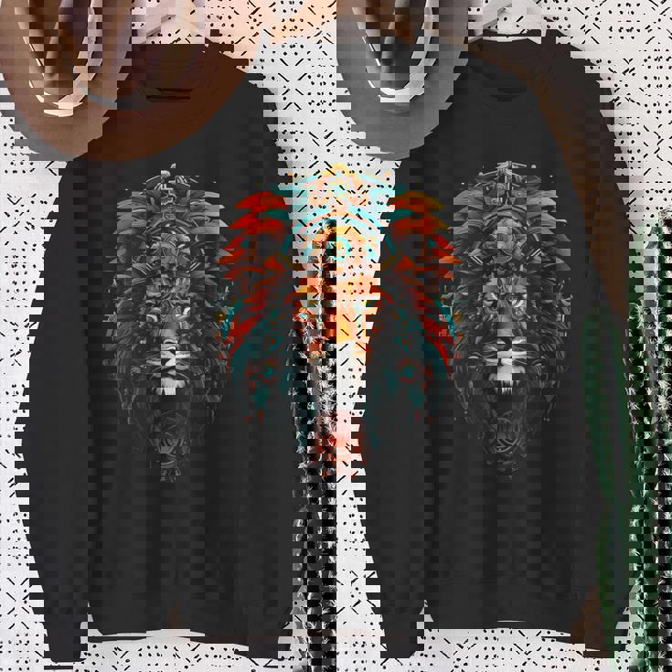 ライオン 動物 動物園 アート ライオン スウェットシャツ 年配の女性への贈り物