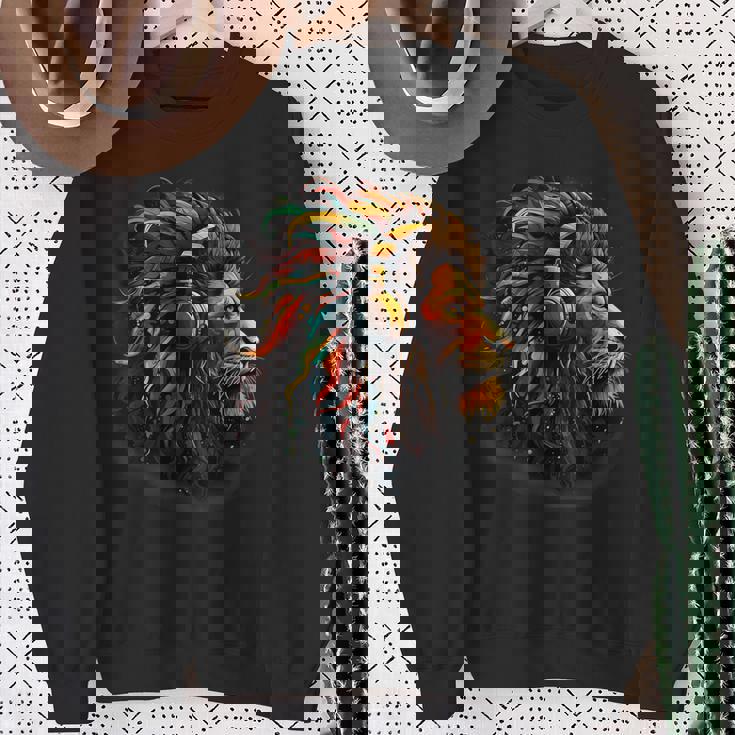 ラスタファリアン・ルーツ ギター ヒッピー ラスタ レゲエ ライオン ラスタファリ スウェットシャツ 年配の女性への贈り物