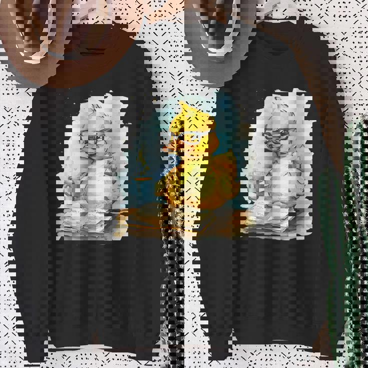 ラバーダックリーダー コーヒー愛好家 読書本 ラバーダッキー スウェットシャツ 年配の女性への贈り物