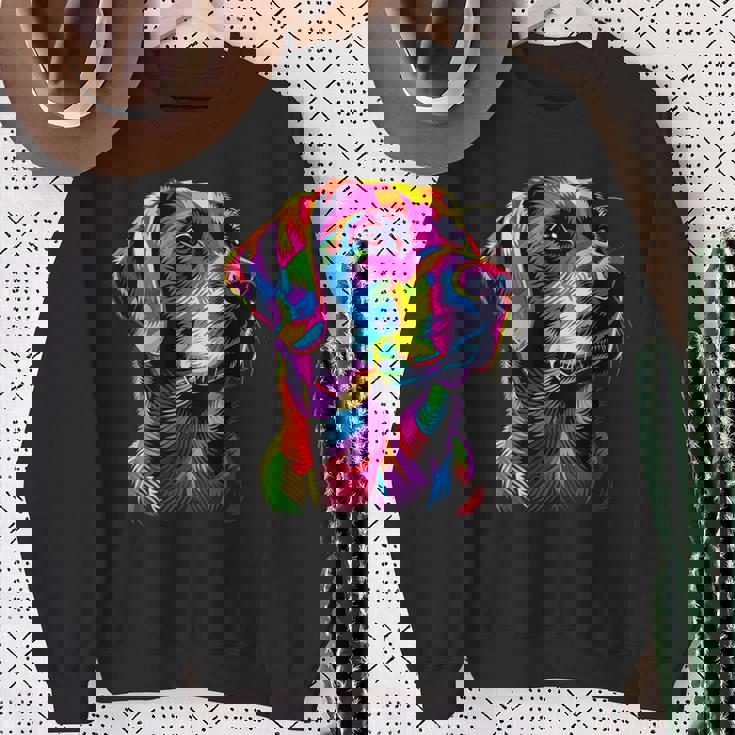 ラブラドールレトリバー カラフルカラー ポップアート グラフィック 犬 ラブラドール スウェットシャツ 年配の女性への贈り物