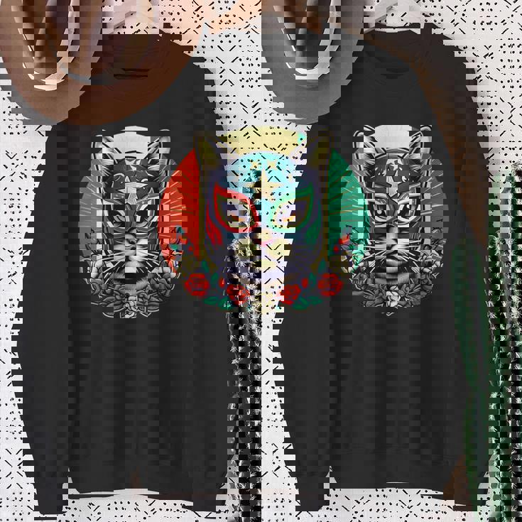 ルチャ リブレ クールキャットマスク ルチャドールマスク スウェットシャツ 年配の女性への贈り物