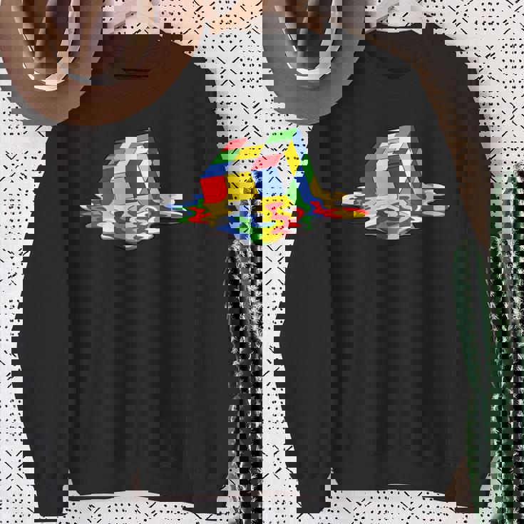 ルービックキューブパズル 溶けるクールなグラフィックデザイン スウェットシャツ 年配の女性への贈り物