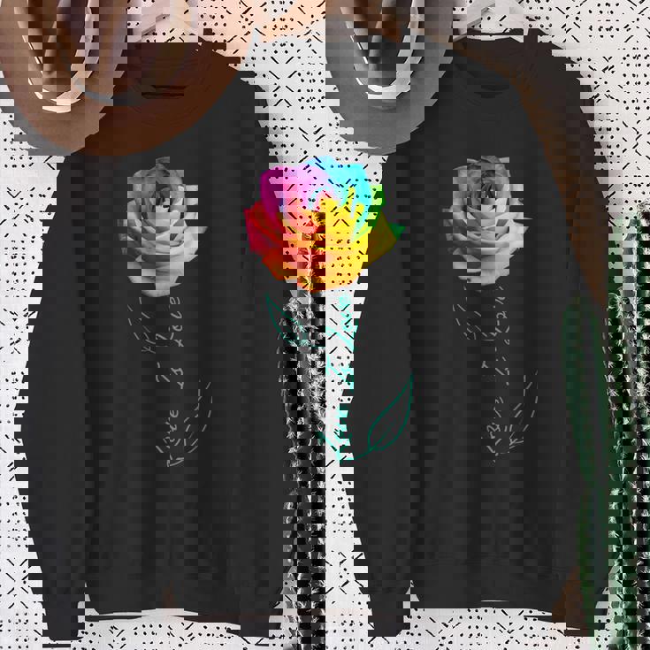 レインボー ローズ Lgbtq 花 スウェットシャツ 年配の女性への贈り物