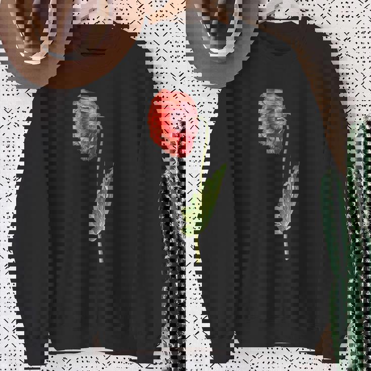 レッドポピーフラワー ボタニカルポピー レッドポピー スウェットシャツ 年配の女性への贈り物