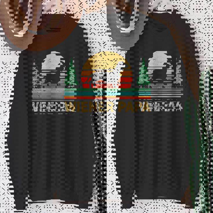 レトロ ワイナー 犬 パパ ギフト ヴィンテージ 犬 ダックスフンド ダックスフンド ダックス ドクシー スウェットシャツ 年配の女性への贈り物