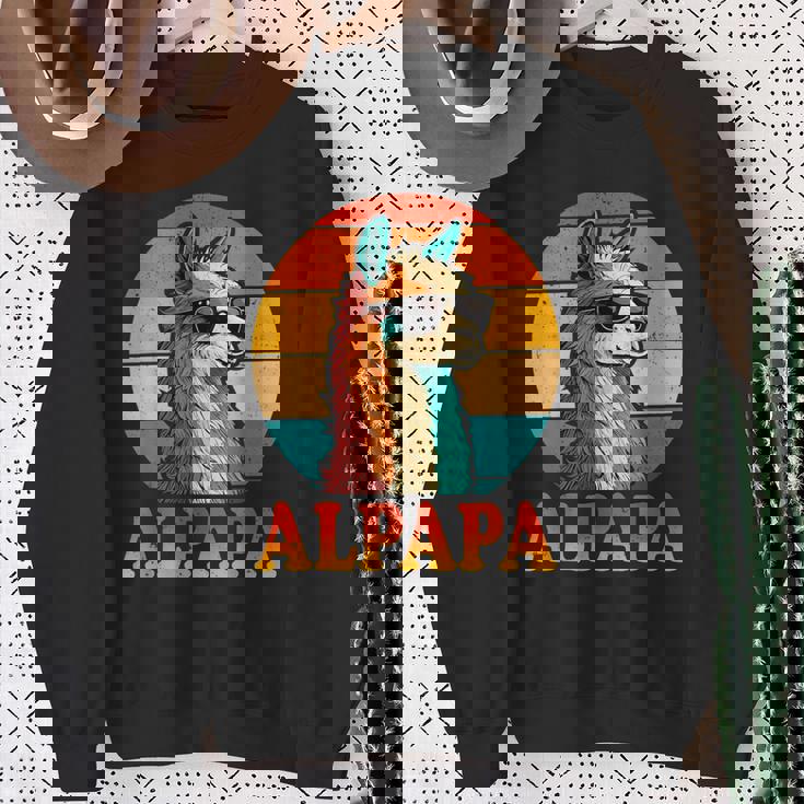 レトロ ヴィンテージ Alpapa アルパカ 恋人 ラマ 父の日 スウェットシャツ 年配の女性への贈り物