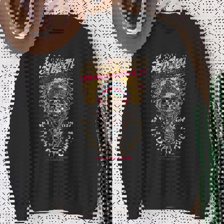 レトロ ヴィンテージ アメリカンバイク インディアン ネイティブ バイカーズギフト スウェットシャツ 年配の女性への贈り物