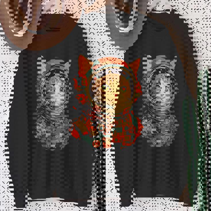 レトロ 宇宙飛行士 猫 スウェットシャツ 年配の女性への贈り物