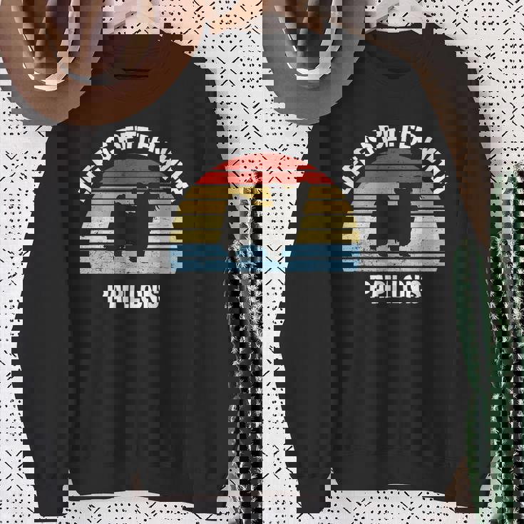 レトロパピヨン 犬 ギフト スウェットシャツ 年配の女性への贈り物