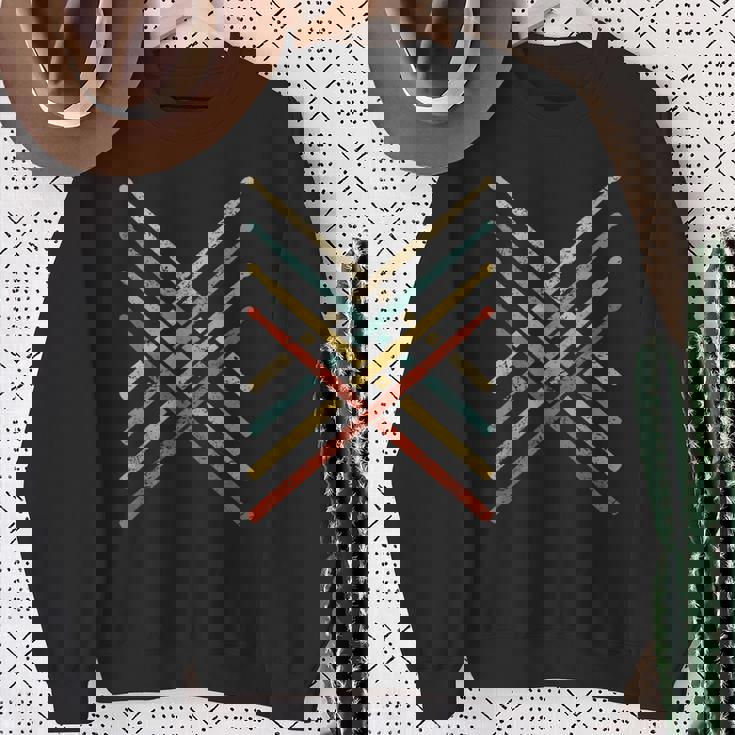 レトロヴィンテージドラマー 70年代 80年代 アンティーク調ドラムスティック スウェットシャツ 年配の女性への贈り物