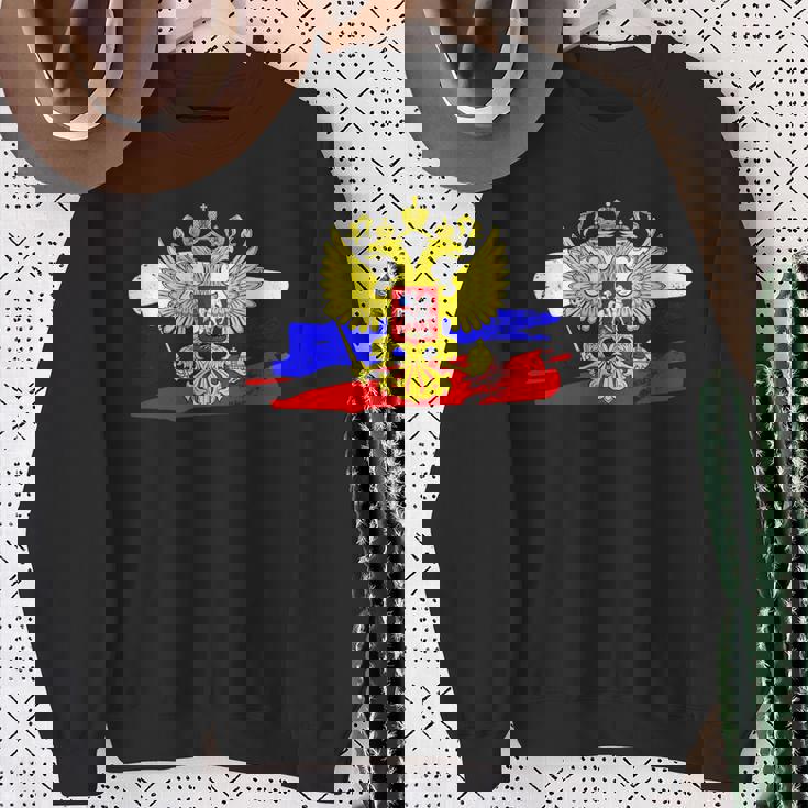 ロシア国章 ロシア国旗 イーグルエンブレム付き スウェットシャツ 年配の女性への贈り物
