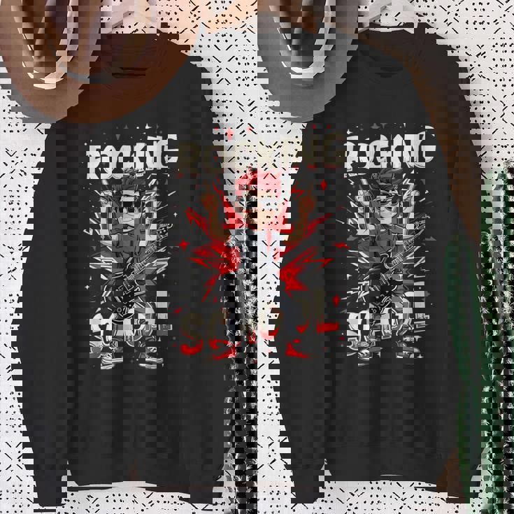 ロッキング・100デイズ・オブ・スクール・ファニー・ギター・キッズ スウェットシャツ 年配の女性への贈り物