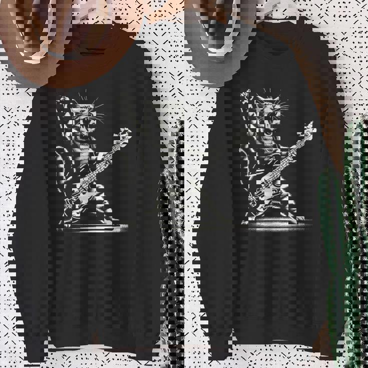 ロッキーキャット ベースギター4面エレキベースプレーヤー スウェットシャツ 年配の女性への贈り物