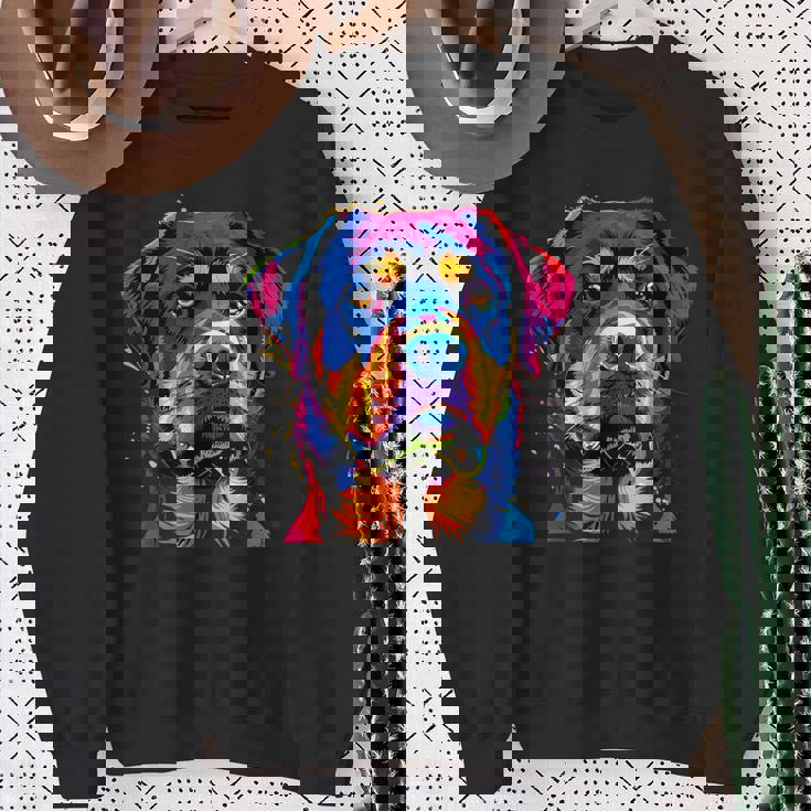 ロットワイラー 犬 カラフル ポップアート 犬の誇り ロットワイラー スウェットシャツ 年配の女性への贈り物