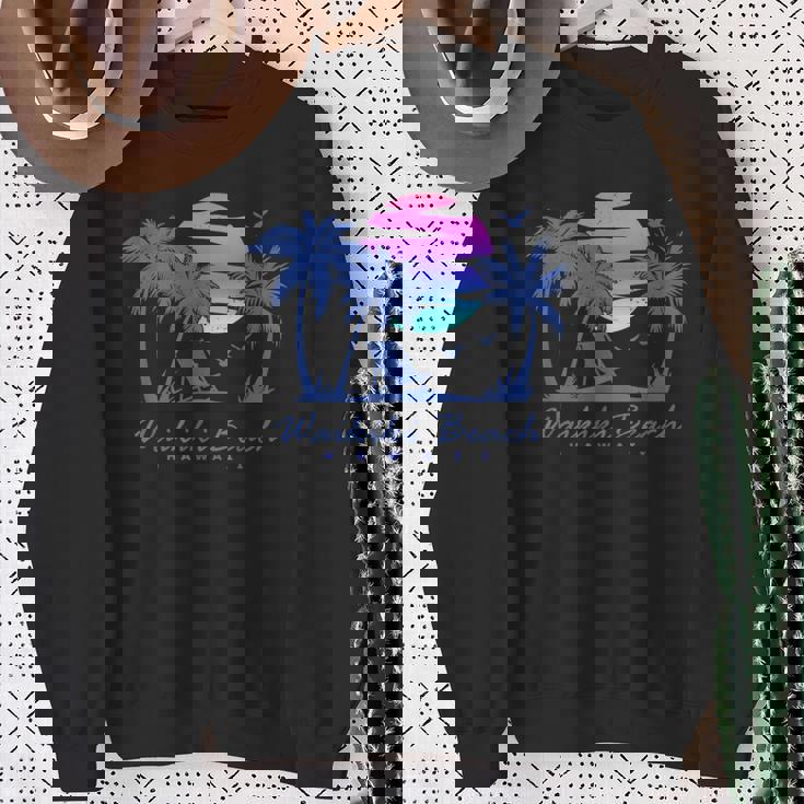 ワイキキ ビーチ ハワイ レトロ ヴィンテージ サンセット ファミリー バケーション スウェットシャツ 年配の女性への贈り物