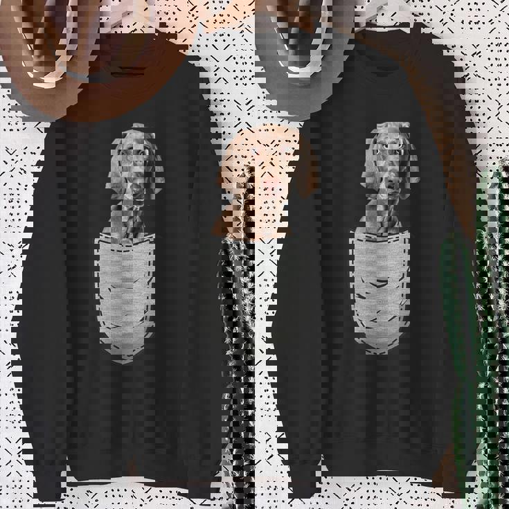 ワイマラナーラナー胸ポケット犬の飼い主 スウェットシャツ 年配の女性への贈り物