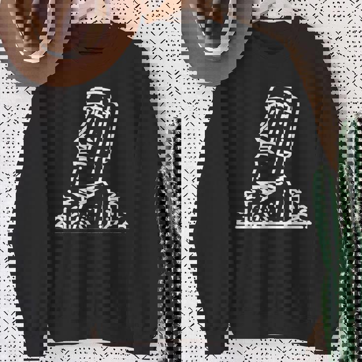 ワンラインアート モアイ像 スウェットシャツ 年配の女性への贈り物