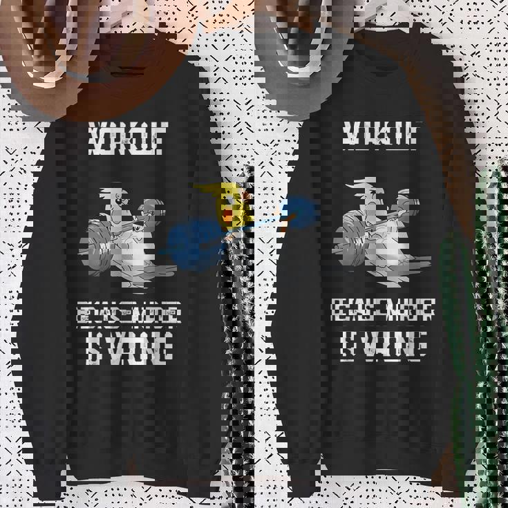 ワークアウト Because Murder Is Wrong 面白いオウム オカメインコ 鳥 スウェットシャツ 年配の女性への贈り物