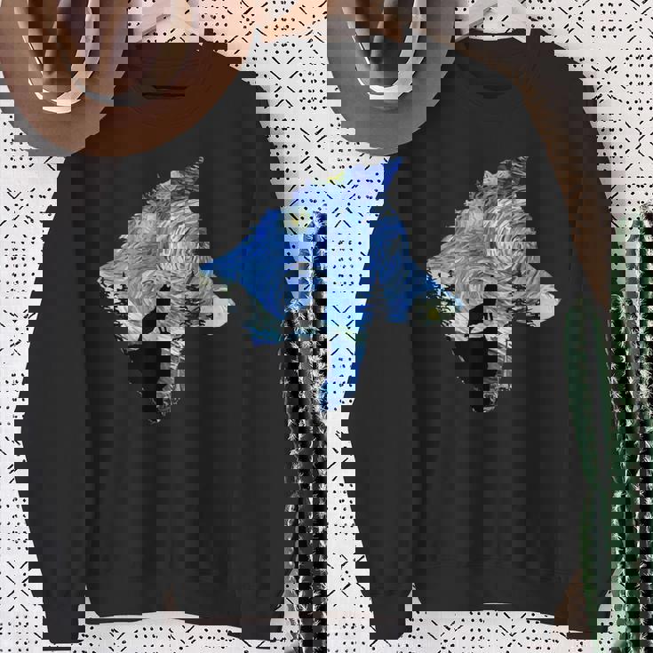 ヴィンセント・ヴァン・ゴッホ作 星月夜狼 有名な絵画 スウェットシャツ 年配の女性への贈り物