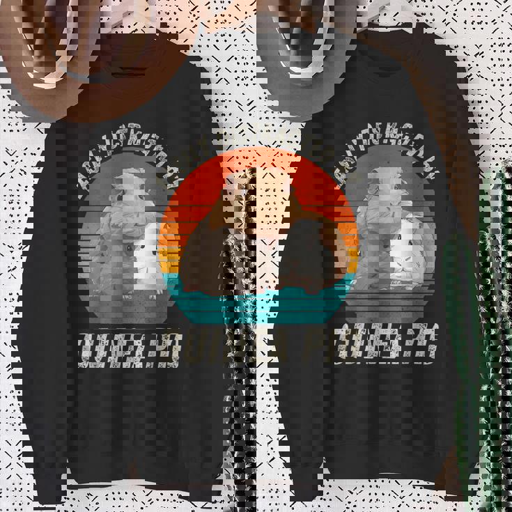 ヴィンテージ Easy Distracted By モルモット レトロ モルモット スウェットシャツ 年配の女性への贈り物