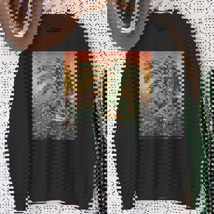 ヴィンテージ ドラゴンキング ギドラ アート 夕日 日本人 キッズ 男性 スウェットシャツ 年配の女性への贈り物