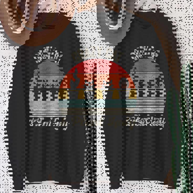 ヴィンテージ レトロ クレイジー キャット & プラント レディ サボテン 多肉植物 ママ スウェットシャツ 年配の女性への贈り物